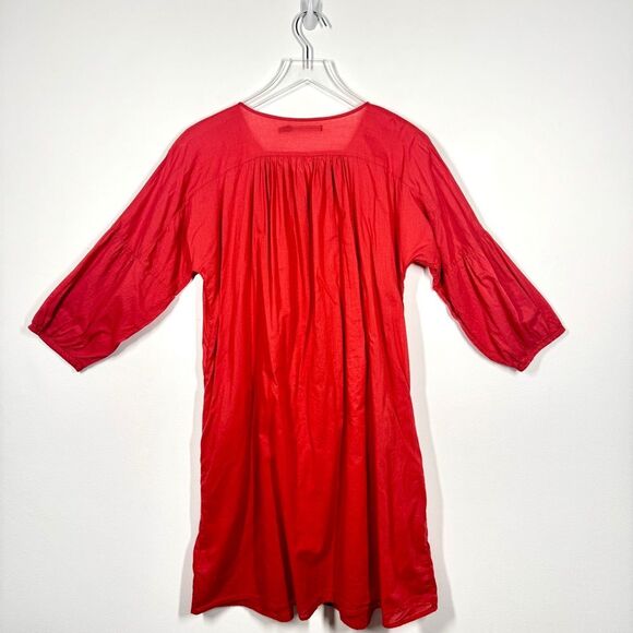 Gudrun Sjoden Women's Size Small Red Organic Recycled Cotton Button Down Dress - Picture 3 of 9